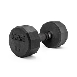 CAP Barbell 12-Sided Coated Dumbbell with Black Handle, Single, 15 LB