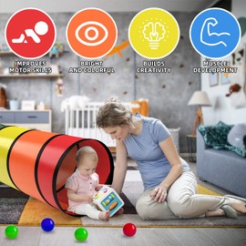 Kids Play Tunnel for Toddlers Colorful Pop Up Baby Tunnel for Kids to Crawl Through 6 Foot Toddler Toys or Gift for Infant Children or Dog kids toys for Indoor Outdoor