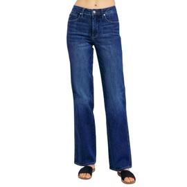 Judy Blue Women's Mid Rise Tummy Control Straight Jeans, Stretch Denim Comfort Fit for Everyday Wear - 88861 (US, Numeric, 9, Regular, Regular, Blue)
