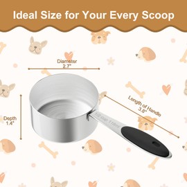 LEIFENY 1/2 Cup Dog Food Scoop, Stainless Steel Pet Food Scoop for Feeding Cat, Dog, Rabbit, Bird, Long Handle, Dishwasher Safe