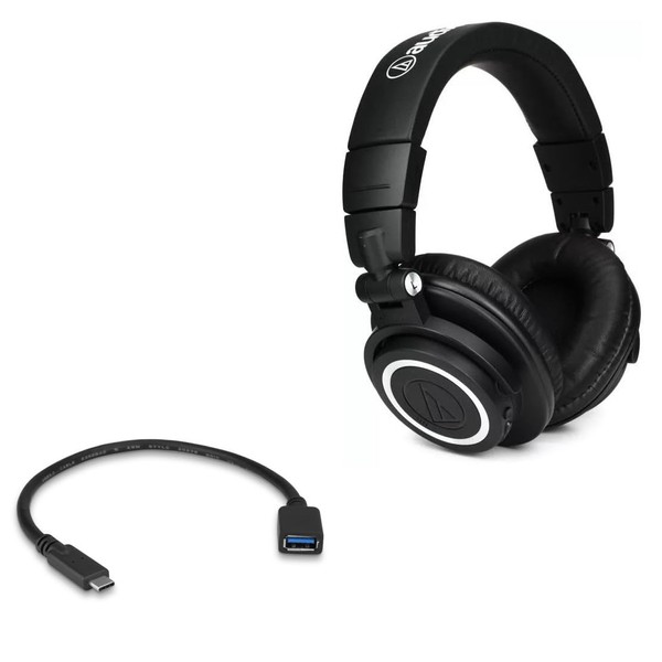 BoxWave Cable Compatible with Audio-Technica ATH-M50XBT2 - USB Expansion Adapter,