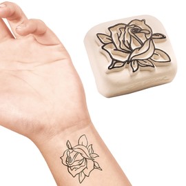 LaDot Tattoo for Children and Adults, Temporary Skin-friendly Fake Tattoos, Tattoo Stamps without Needles for Body and Arm, Waterproof, Ceramic Stamp Lady Rose