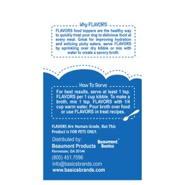 BEAUMONT BASICS Flavors Food Topper for Dogs, Delicious Seasoning for Dog Food, Natural, Grain-Free Kibble Seasoning and Treat Mix for Picky Dogs and Puppies, White Cheddar Recipe, 3.1-Ounce