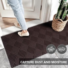 Custom Size Solid Plain Rubber Backed Non-Slip Hallway Stair Runner Rug Carpet, Heavy Duty Durable Large Front Door Mats Indoor Entrance Mat, 2FTX8FT, Brown