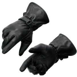 Milwaukee Leather MG7725 Women's Black Leather Gauntlet Motorcycle Gloves w/Wrist Strap Closure - Medium