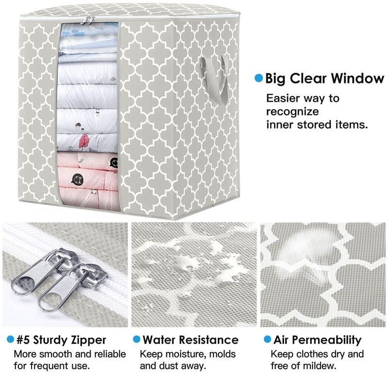 WISELIFE Storage Bags 3 Pack/100L Large Blanket Clothes Organization and