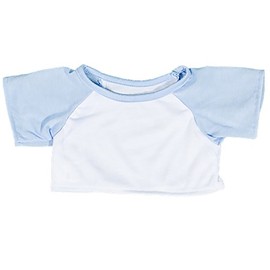 White Tee w/ Light Blue Sleeves Outfit Teddy Bear Clothes Fits 14" - 18" Build-a-Bear and Make Your Own Stuffed Animals