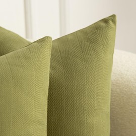Mandioo Pack of 2 Chenille Cushion Covers Soft Comfortable Durable Throw Pillow Cases for Home Decor Sofa Couch Living Room Bedroom 18 x 18 Inch 45x45 cm Olive Green
