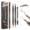 Boobeen 2pcs Waterproof Eyebrow Pen，Dual-Ended Eyeliner Microblading Eyebrow Pencil for