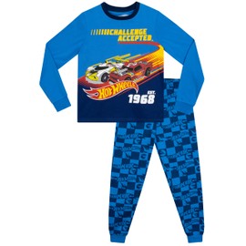 Hot Wheels Pyjamas | Boys Race Cars Pyjamas | Long Sleeve Boys PJs | Blue | 10-11 Years