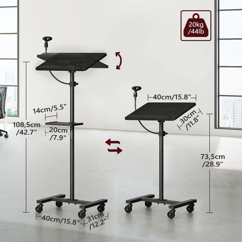 MAHANCRIS Podium Stand with Microphone Stand, Standing Desk and Laptop