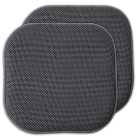 Sweet Home Collection Memory Foam Honeycomb Nonslip Back 16" x 16" Chair/Seat Cushion Pad, 2 Pack, Charcoal Gray