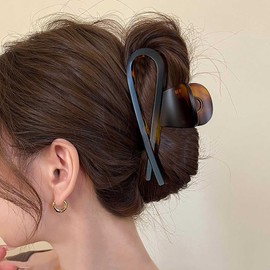 Cybche Large French Brown Hair Claw Clips Thick Giant Claw Clips Brown Plastic Hair Clip Matte Acrylic Hair Clip Non-Slip Hair Clips Accessories for Women Headdress