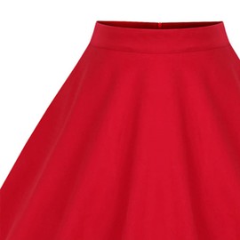 Women's Polka Dot Vintage Swing Skirt 1950s Midi Skirt Cocktail Evening Dress Cherry Floral Print Summer Skirt A-line Empire Waist Skirts Knee Length Plate Skirt, Red Plain