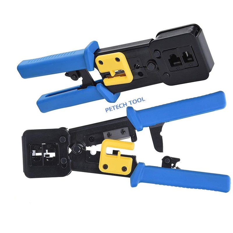 RJ45 Crimp Tool with Cat6 Pass through Shielded/transparent Connectors 20PCS