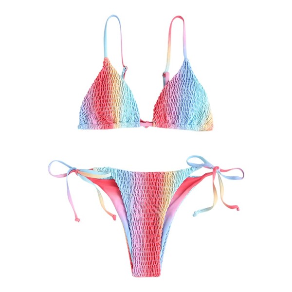 ZAFUL Padded Bikini Set, Tie-Dye Print Lace Triangle Cup Low