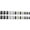 Press on Nails Short Square Fake Nails with Black Glossy