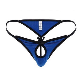 ZEGOO - tanga de algodón para hombre, con parte delantera abierta, Azul, Large