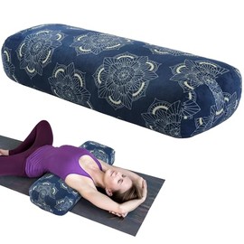 MABOZOO Yoga Bolster Pillow, Rectangular Yoga Bolster for Restorative Yoga & Meditation, Professional Meditation Cushion with Carry Handle, 27"X10"X6"