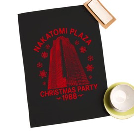 SMARTYPANTS Nakatomi Plaza Christmas Tea Towel - Novelty Festive Merry Xmas Eve Work Party 1988 Action Thriller Detective Classic Movie Film Kitchen Home Gift Present (Black Prime)