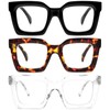 REAVEE 3 Pack Oprah Style Oversized Reading Glasses for Women