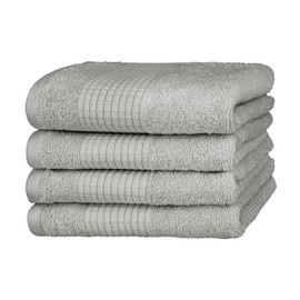 Merana Hand Towel Set, Absorbent, Soft and Lint Terry Towel Quality Made of Heavy Organic Cotton 590 GSM (Dolphin Grey, 4 x Guest Towels (30 x 50 cm)