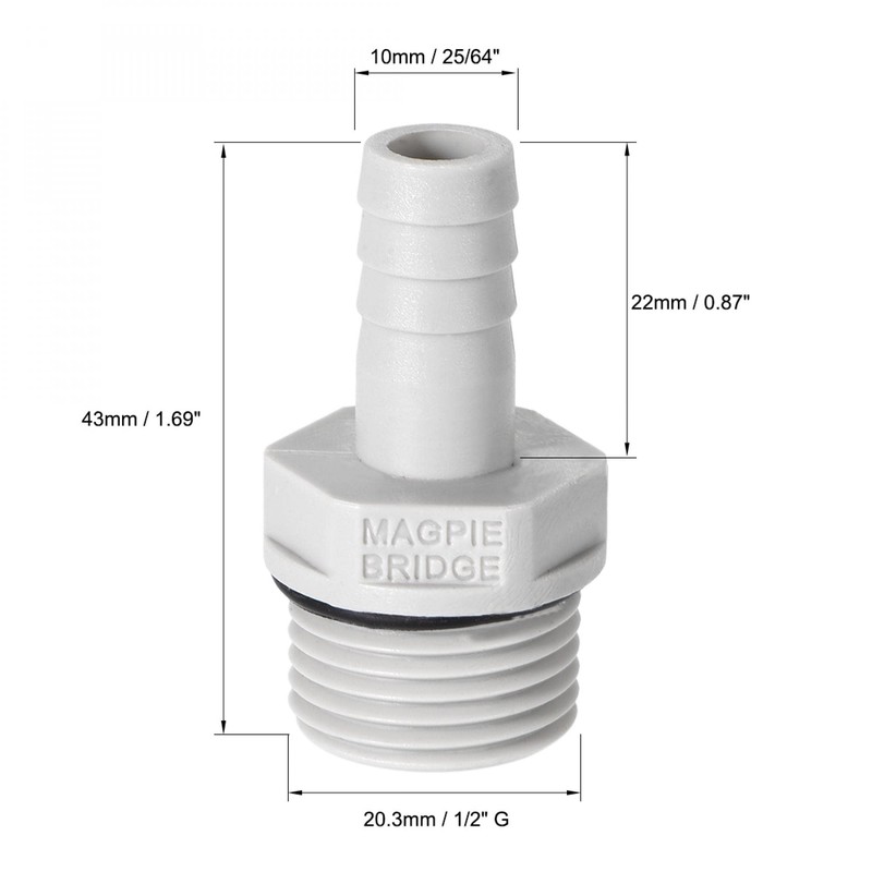 sourcing map PVC Barb Hose Fitting Connector Adapter 10mm or
