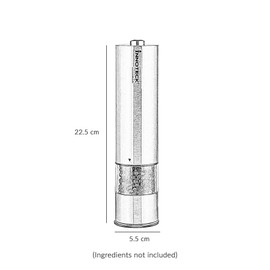 Innoteck Essentials Electric Salt and Pepper Mill Set - Battery-Operated Stainless-Steel Pepper Mill with Light - One Touch Operation - Salt & Pepper Mills - Adjustable Coarseness - Ceramic Grinder