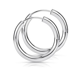 Materia by Matthias Wagner 925 Silver Hoop Earrings for Men and Women, 2.5 mm Wide, in 8 Sizes, Silver