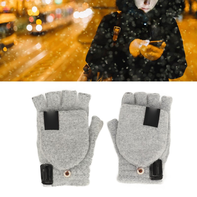 1Pair USB Heated Gloves Adjustable Temperature Electric Heated Gloves for