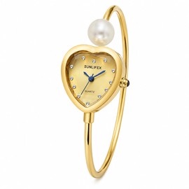 MASTOP Heart Shaped Bracelet Watch for Women, Dainty Gold Jewelry Style