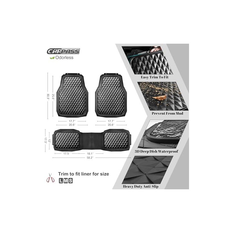 CAR PASS - Alfombrillas de goma resistentes para coche, juego