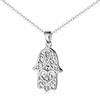MATERIA by Matthias Wagner Women's Pendant Rhodium-Plated 925 Silver Hand of Fatima, Sterling Silver