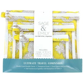 Sage & Emily 3-piece Bath & Body Organizer Ultimate Travel Companion (Pineapple)