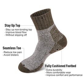 ECOEY Men's Merino Wool Hiking Socks, Comfy Welt, Quarter Length, Heavy Weight, 55% Merino Wool, US Size 10-13, Outdoor & Trekking