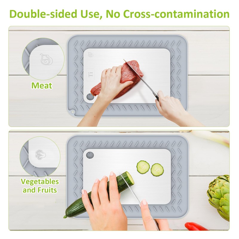 Rexspt 100% Pure Titanium Cutting Boards for Kitchen, Double-Sided Food-Grade