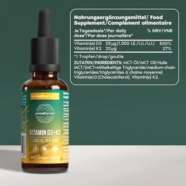 Primal Harvest Vitamin D3+K2 - Daily Supplement, Gluten Free, Vegetarian