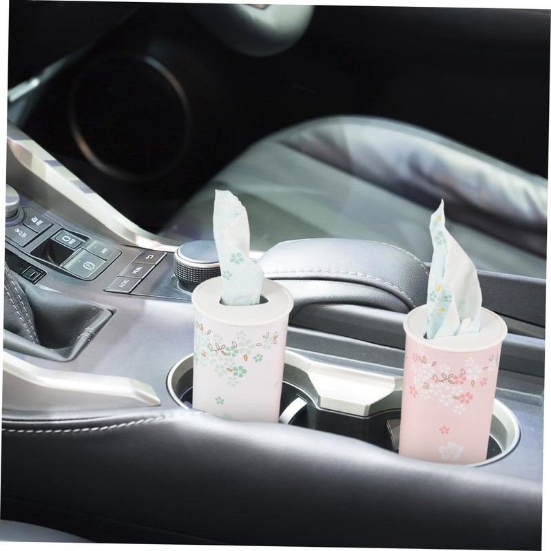 COLLBATH 3pcs Cylinder Tissue Box Round Tissues Container for Car
