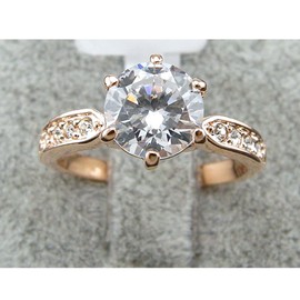 K.L.Y Women's Eternity Ring, Sparkling 2.0 Carat, Diamond CZ 6 Prong Eternity Design, 18K Gold RGP Ring, Pink Gold, Gift Packaging, multicolor (pink / gold)