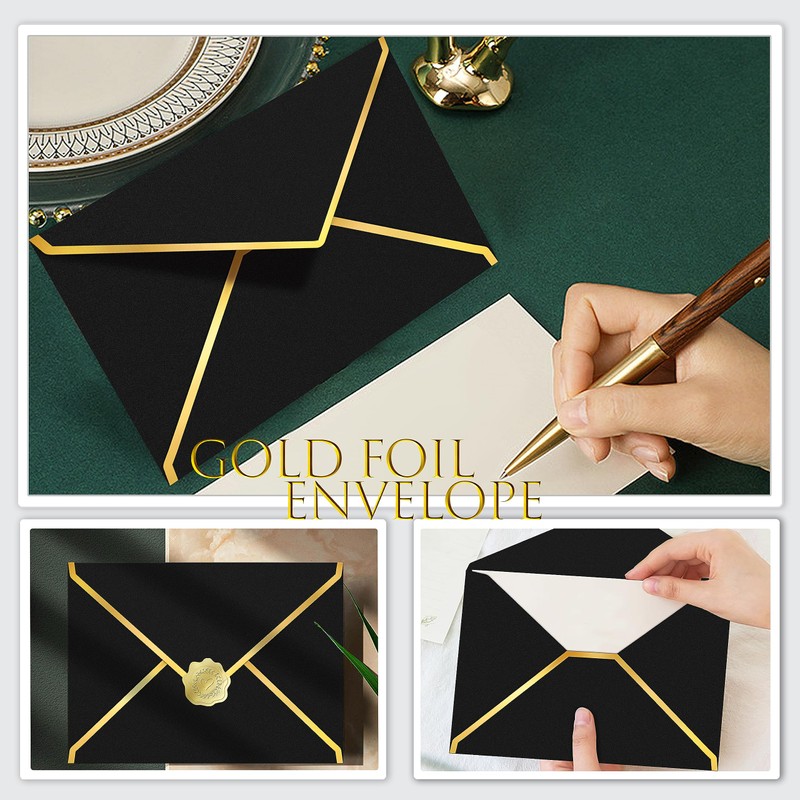 AVERZELLA 100 Pack 5x7 A7 Envelopes for Invitations, Black and