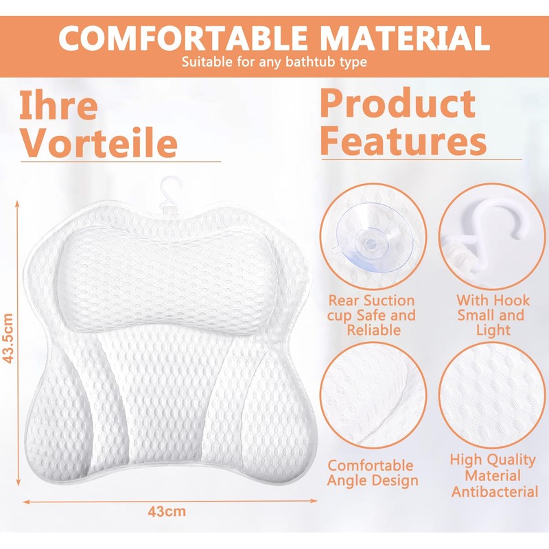 Purpledi Bath Pillow, Bath Pillow as Neck & Neck Pillow