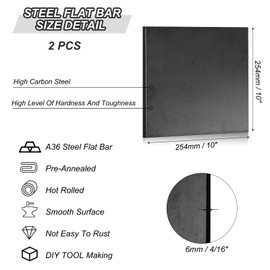 PATIKIL A36 Steel Flat Bar, 2 Pcs 10" x 10" x 4/16" Knife Making Steel Iron Stock for Forging Blade Knife Sword Chopper