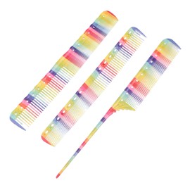 SAFIGLE 3Pcs Colorful Hair Styling Combs Kit Durable Haircut Combs for Salon Home Use Rounded Teeth for Gentle Grooming for Travel All Hair Types