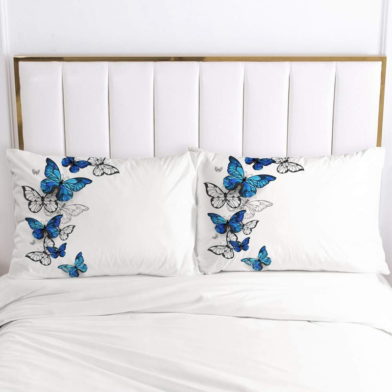 Luowei Butterfly Bed Linen 155 x 220 cm Blue White