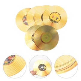 HOMSFOU Pack of 12 Vintage Vinyl Record Decorative CD Wall Decoration Retro Records Wall Art Vinyl Record Signs Wall Stickers for Home Bar Cafe Party Wall Decoration Gold