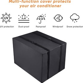 Fixiooz Air Conditioner Cover for Outside Unit,Water-Resistant Outdoor Window Square AC Cover, Outside Window Protection Cover Winter AC Cover 21x16x15 Inches, Black