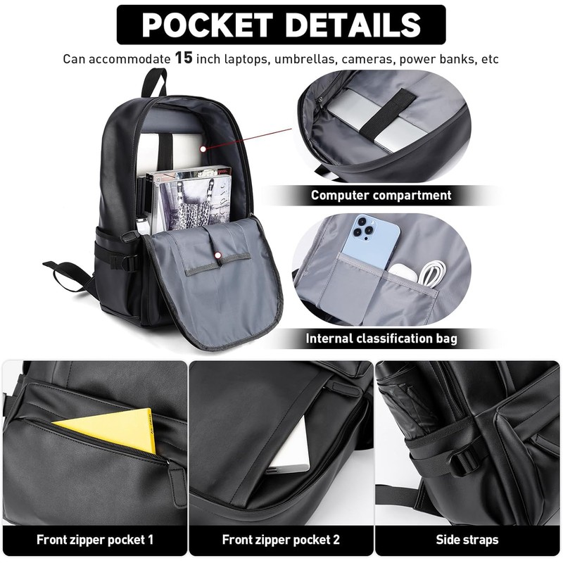 MATE ELAN Laptop Leather Travel Backpack For Men Water-Repellent Carry