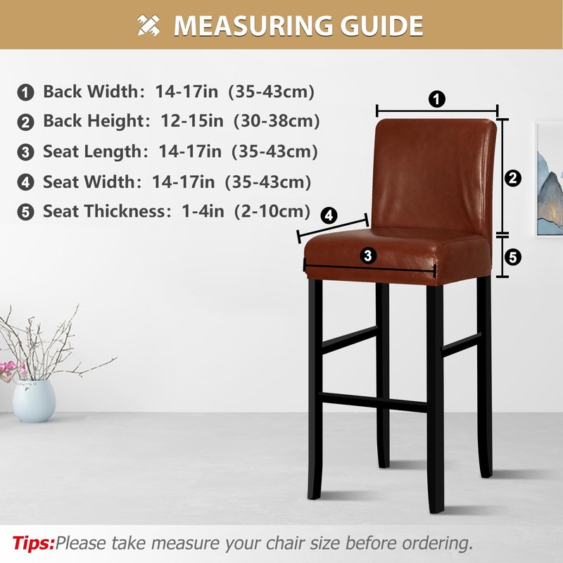 Lebaley 4 Pack Bar Stool Covers with Backs, Waterproof Stretch