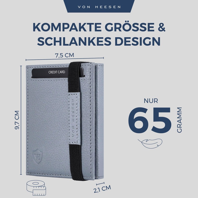 VON HEESEN Slim Wallet with RFID Protection - Mini Wallet