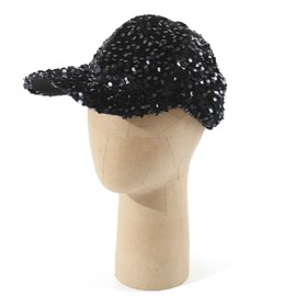 MOSSTYUS Glitter Sequin Baseball Cap Hat Shiny Bling Hat for Women Men Sparkle Velcro Ponycap Adjustable Outdoor Party,Black